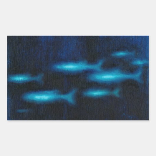 Blaue Silhouetten Rechteckiger Aufkleber (Vorderseite)
