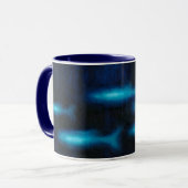 Blaue Silhouetten Tasse (Vorderseite Links)