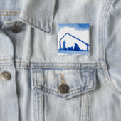 Blaue Silhouettenativity-Szene Button (Beispiel)