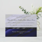 Blaue Silk Hochzeits-Einladung Einladung (Stehend Vorderseite)