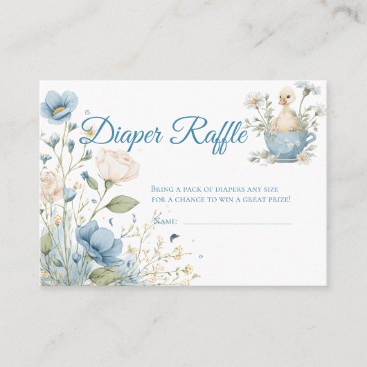 Blaue Silly Goose Windel-Raffa-Ticket Begleitkarte (Vorderseite)