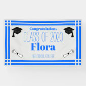 Blaue Silver Geometric Graduation Party Banner (Horizontal)