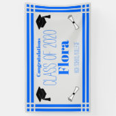 Blaue Silver Geometric Graduation Party Banner (Vertikal)