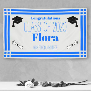 Blaue Silver Geometric Graduation Party Banner