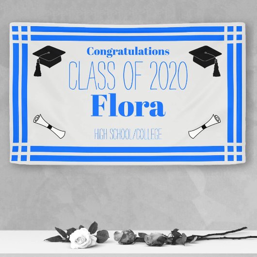 Blaue Silver Geometric Graduation Party Banner