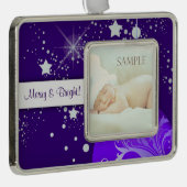 Blaue Silver Stars-Vorlage Rahmen-Ornament Silber (Rechts)