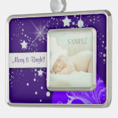 Blaue Silver Stars-Vorlage Rahmen-Ornament Silber (Links)