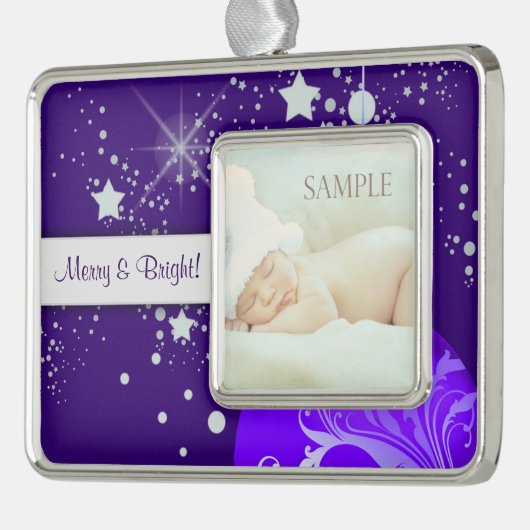 Blaue Silver Stars-Vorlage Rahmen-Ornament Silber (Links)