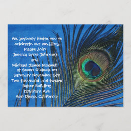 Blaue Single-Pfau-Hochzeit Einladung
