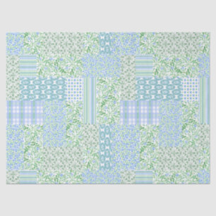 Blaue Singrün-Blumen-Vintages Imitat-Patchwork Seidenpapier