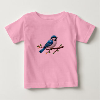 Blaue Singvogel-Illustration auf einem Ast Baby T-shirt