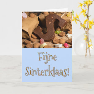Blaue Sinterklaas-Wunschkarte mit Süßigkeiten Karte