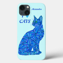 blaue sitzende Katze ifonx78 z personifizieren Case-Mate iPhone Hülle