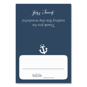 Blaue Sitzkarte für die Ankernacht Tischnummer
