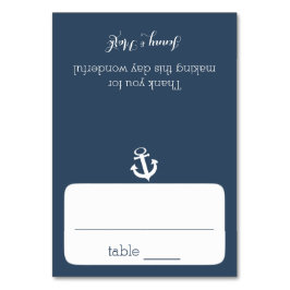 Blaue Sitzkarte für die Ankernacht Tischnummer