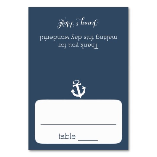 Blaue Sitzkarte für die Ankernacht Tischnummer (Vorderseite)