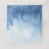 Blaue Sitzkarte in Aquarellfarben. Moderne Hochzei Platzkarte (Außenseite Aufgefaltet)