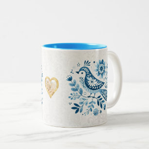Blaue Skandinavische Folklore Zweifarbige Tasse