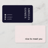 Blaue skandinavische Marine | Minimalistisch Beruf Visitenkarte (Vorne/Hinten)