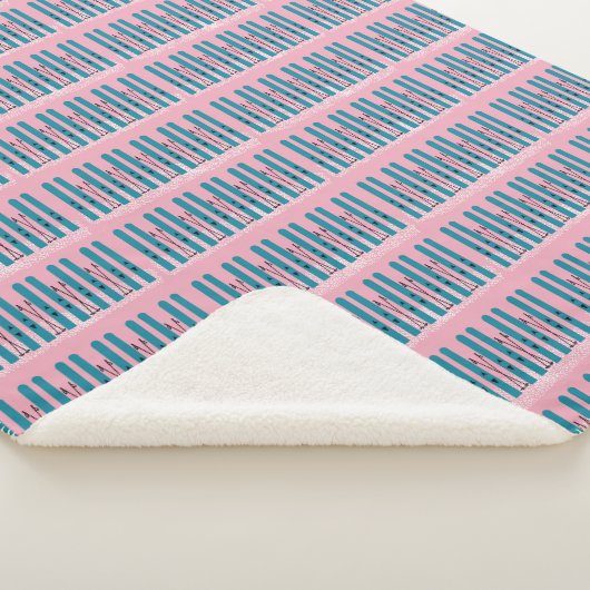 Blaue Skier auf rosa Decke Sherpadecke (3/4)