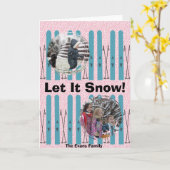 Blaue Skier mit Schnee Karte (Gelbe Blume)