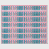 Blaue Skis auf rosa Weihnachtspapier. Geschenkpapier (Flach)