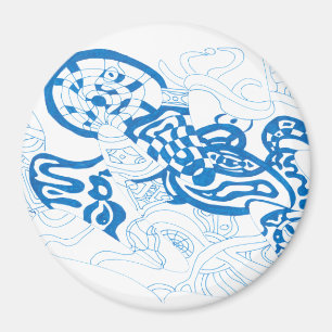 Blaue Skizze, abstrakt Magnet
