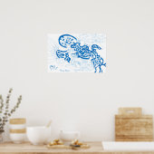 Blaue Skizze, abstrakt Poster (Küche)