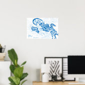Blaue Skizze, abstrakt Poster (Heimbüro)