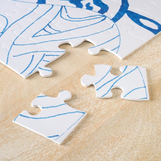 "Blaue Skizze" Abstrakte Kunst Puzzle (Seite)