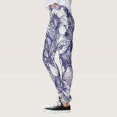 Blaue Skizze Blume Muster Leggings (Links)