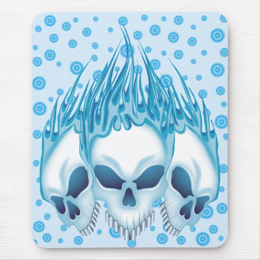 Blaue Skulls flammen Mousepad (Vorne)