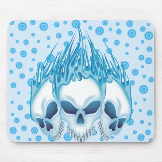 Blaue Skulls flammen Mousepad (Vorne)