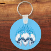 Blaue Skulls flammen Schlüsselanhänger (Vorderseite)