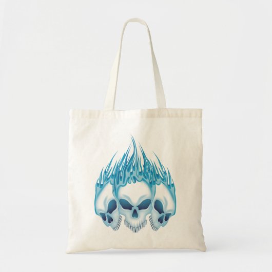 Blaue Skulls flammen Tragetasche (Vorne)