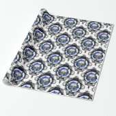 BLAUE SKULLS VINTAGE KREEPITCHRISTMAS GESCHENKPAPIER (Ungerollt)