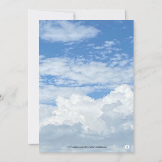 BLAUE SKY CLOUDS FOTO GEBURTSTAG EINLADUNG (Rückseite)