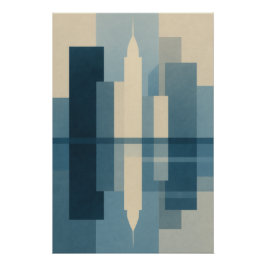 Blaue Skyline - geometrische Reflexe Poster