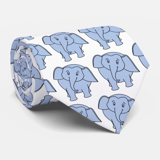 Blaue Sleepy Elephant Pattern Krawatte (Gerollt)