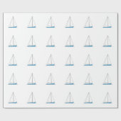 Blaue Sloop Segelboote Geschenkpapier (Flach)