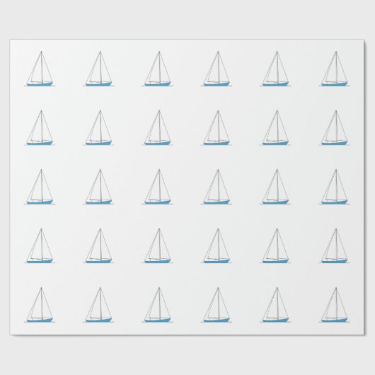Blaue Sloop Segelboote Geschenkpapier (Flach)
