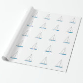 Blaue Sloop Segelboote Geschenkpapier (Ungerollt)