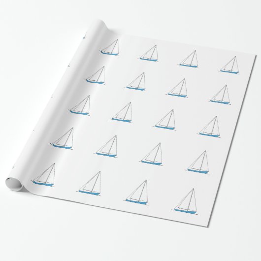 Blaue Sloop Segelboote Geschenkpapier (Ungerollt)