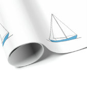 Blaue Sloop Segelboote Geschenkpapier (Rolleneckpunkt)