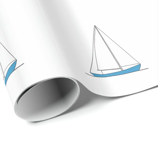 Blaue Sloop Segelboote Geschenkpapier (Rolleneckpunkt)