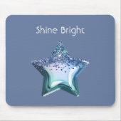 Blaue Smaragdgrüne Violette Glitzer Stern Mousepad (Vorne)