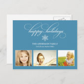 BLAUE SNOWFLAKE | FERIENFOTOKARTE FEIERTAGSPOSTKARTE (Vorne/Hinten)