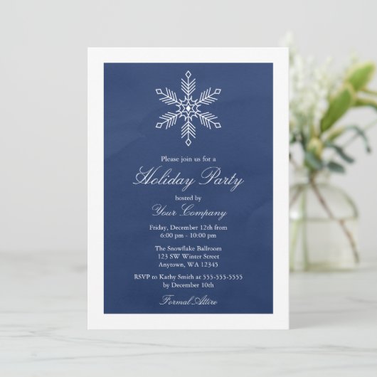 Blaue Snowflakes Einladung (Stehend Vorderseite)