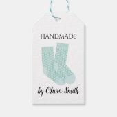 Blaue Socken aus handgefertigten Knetfahrzeugen Geschenkanhänger (Vorderseite)