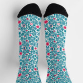 Blaue Socken im Vintage-Stil mit botanischem Muste (Oben)